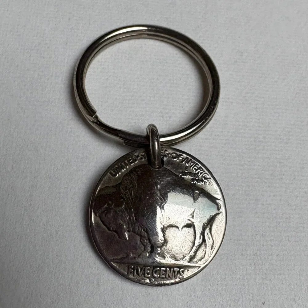 Made From Coins Buffalo Nickel Keyring – Handcrafted Artisan Design – NWOT